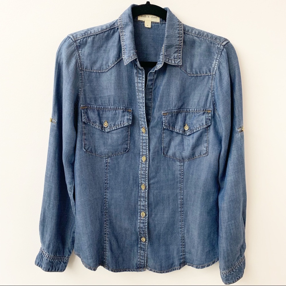 Cloth & Stone Chambray Buttondown Shirt Sz S